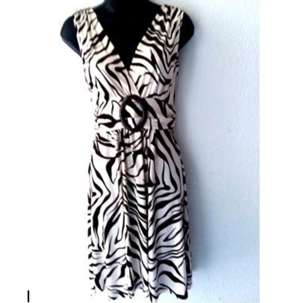 Zebra print Dress, Brown & Cream